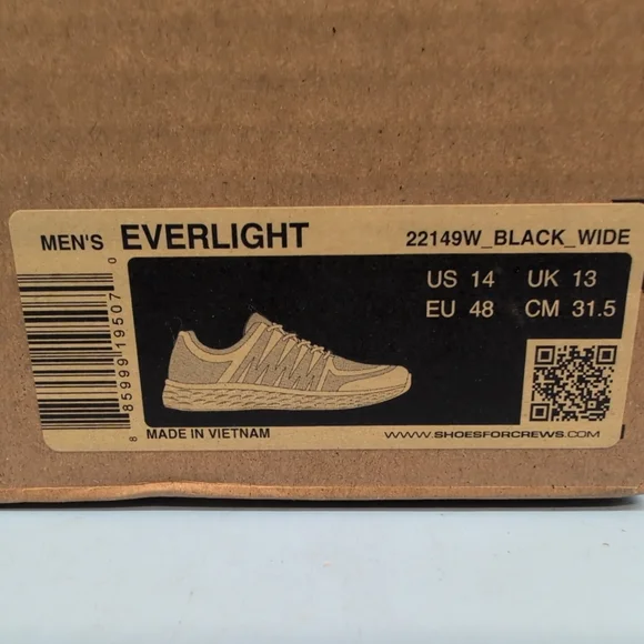 Shoes For Crews Everlight Water Resistant Men's Work Shoes US 14 Black